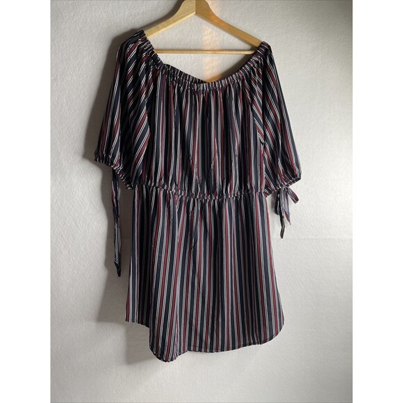 SPEED LIMIT Womens Elastic Waist Striped Balloon Sleeve Dress Plus Size 2X - Picture 2 of 8